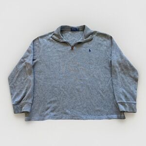 Polo Ralph Lauren Sweater Mens XL‎ 1/4 Zip Pullover Knit Pony Casual Gray Preppy